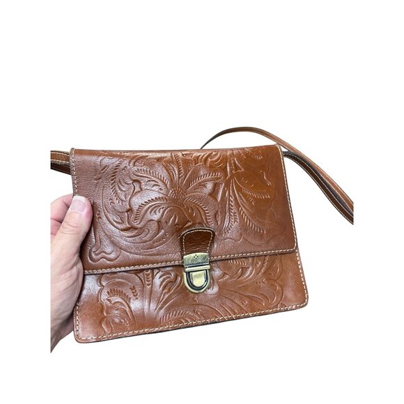 Patricia Nash Womans Brown Vintage Tooled Leather Crossbody Adjustable Shoulder - Picture 15 of 15